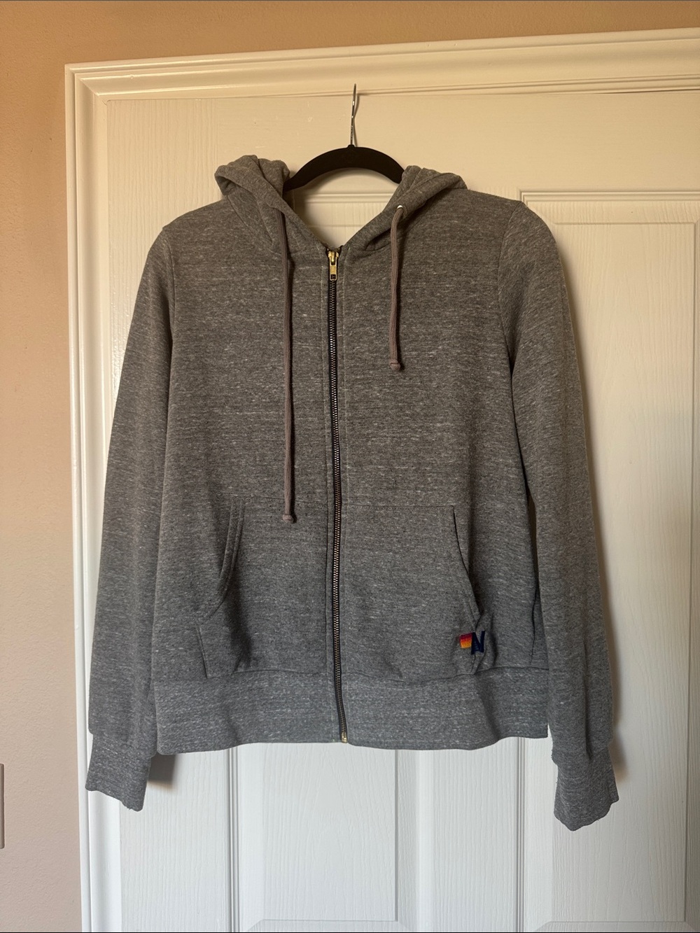 Aviator Nation Grey Bolt Zip Up Hoodie Size Small